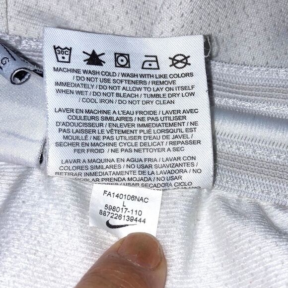 NIKE Dri-FIT Sport Workout White with Black Logo Shorts Womens Large - Picture 11 of 12